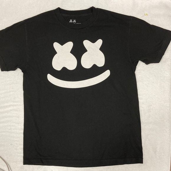 Mellogang marshmallow smile face black tee size medium - Picture 1 of 8